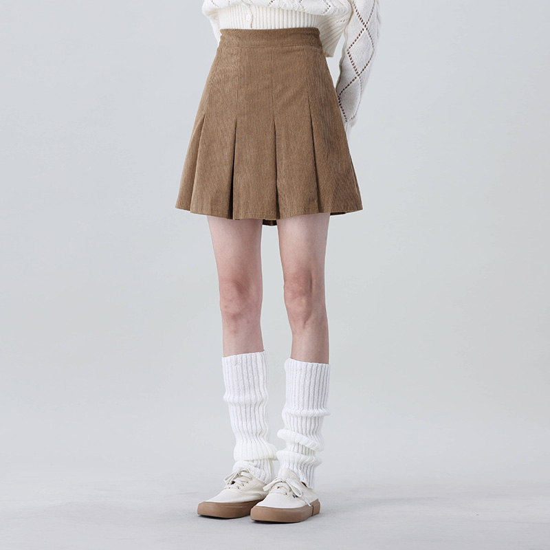 Women's Corduroy Pleats Autumn Winter Mini Skirt