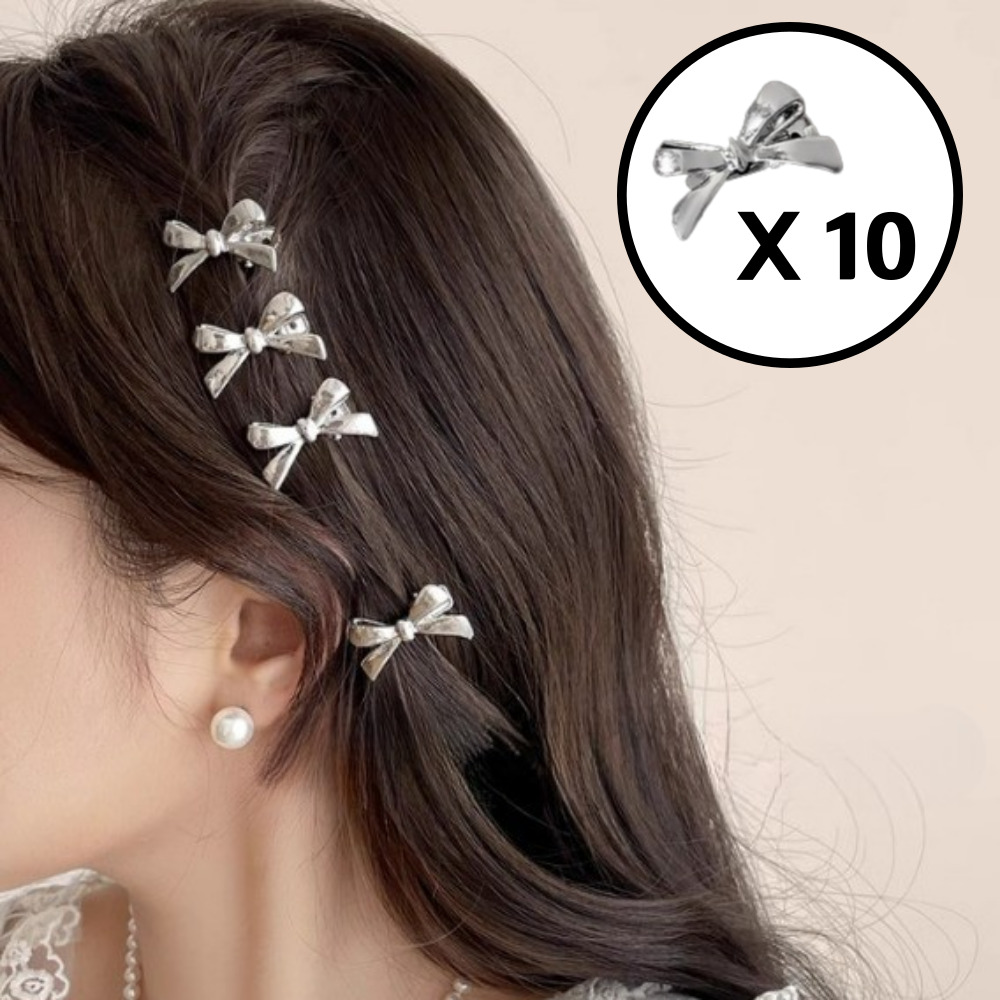 Hair key point Mini Silver bowknot hair clip