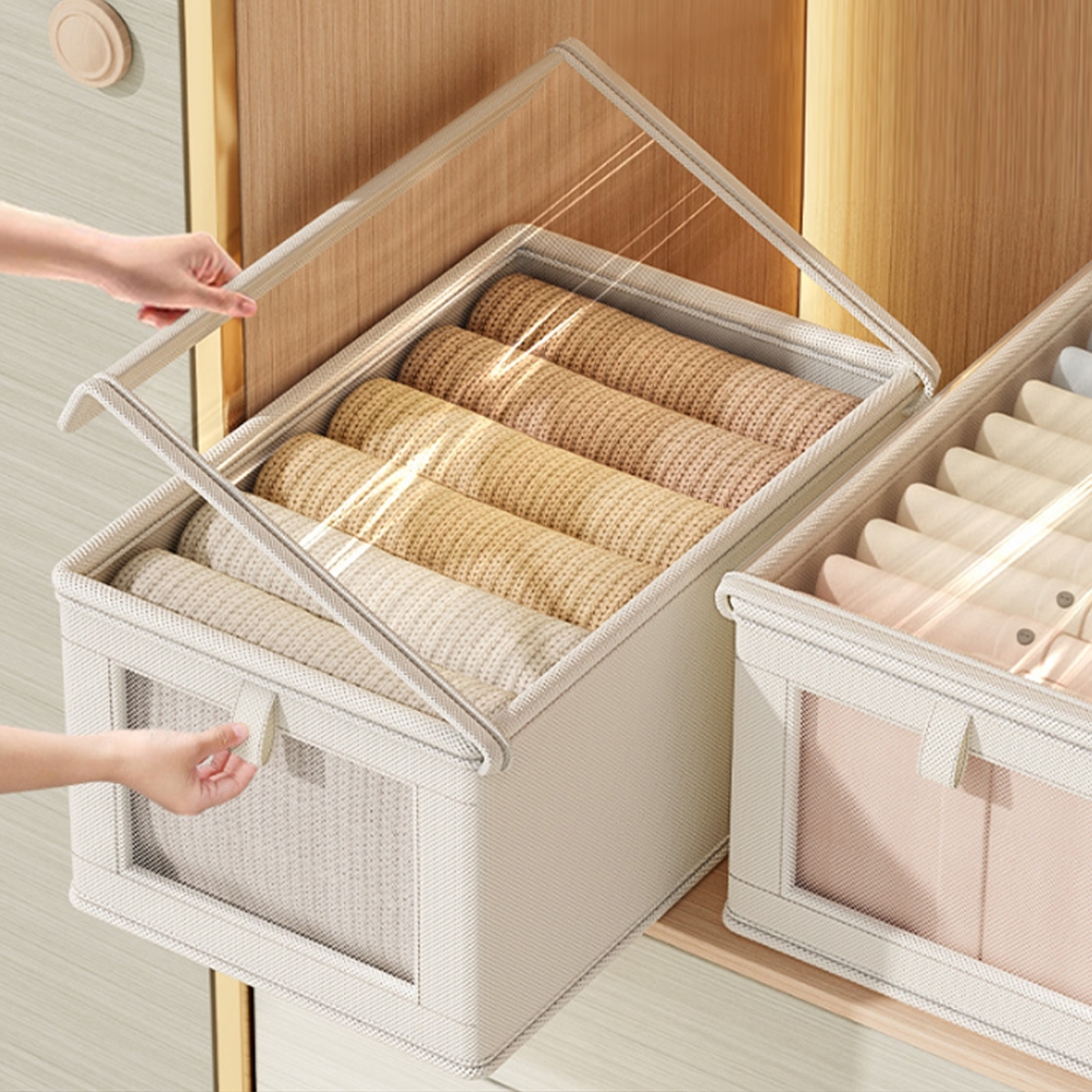 กล่องเก็บของผ้าแบบพับได้มีฝาปิด