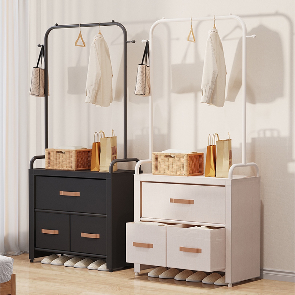 ราวแขวนเสื้อแบบมีที่เก็บของ